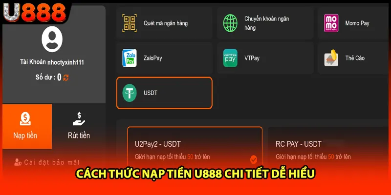 Cách thức nạp tiền U888 chi tiết dễ hiểu Cách thức nạp tiền U888 chi tiết dễ hiểu